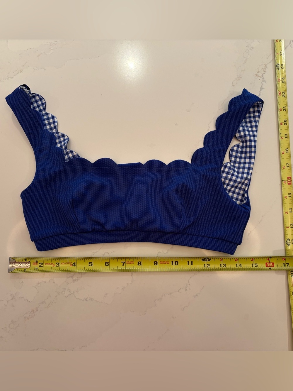 Marysia Reversible Palm Springs Scallop Bikini Top Blue Gingham & Blue Size L